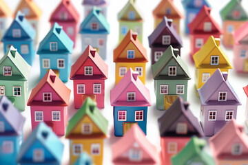 New build home for first time buyers purchasing a family house in a residential street property development after obtaining an investment mortgage, stock illustration image