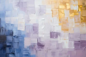 Foto op Canvas 抽象背景油絵バナー）青と紫と白と金色のラフな四角を使ったデザイン © Queso