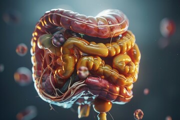 Human digestive system anatomy. 3d illustration - obrazy, fototapety, plakaty