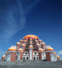 99 kubah mosque or 99 golden dome mosque at losari beach, makassar, indonesia