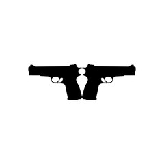 Silhouette Pistol Gun Pistol for Art Illustration, Logo, Pictogram, Website or Graphic Design Element. Vector Illustration