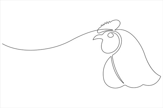  Continuous one line art drawing of pet animal chicken concept outline vector illustration