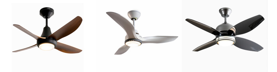 modern, sleak, ceiling fan with light, product on transparency background PNG
