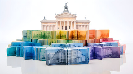Impressive Display of Wealth with Stacked Euro Banknotes - Symbolizing Prosperity and Solid Financial Standing - obrazy, fototapety, plakaty