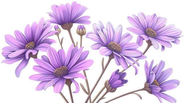  C Enrichment: Purple Daisies Hand-Drawn in the Garden