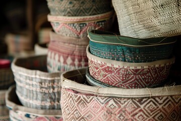 fabric baskets in various sizes stacked inside each other