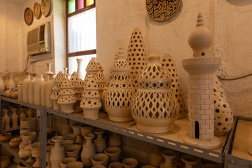 Variety of pottery products in the pottery shop in Manama Bahrain