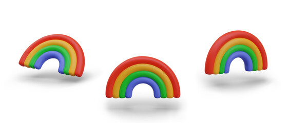 Bright rainbow in plasticine style. Multicolored decorative element