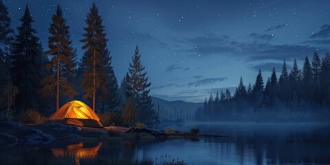 Camping tent, concept image about travel, nomadic life and sustainable vacations