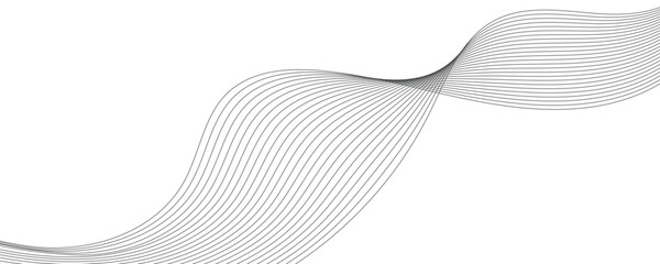 Abstract wave element for design. Digital frequency track equalizer. Stylized line art background. Vector illustration. Wave with lines created using blend tool. Curved wavy line, smooth stripe.