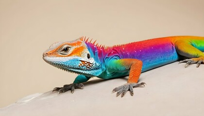 A Lizard With A Vibrant Color Palette Against A Ne Upscaled 8
