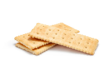 salty soda crackers isolated on white background
