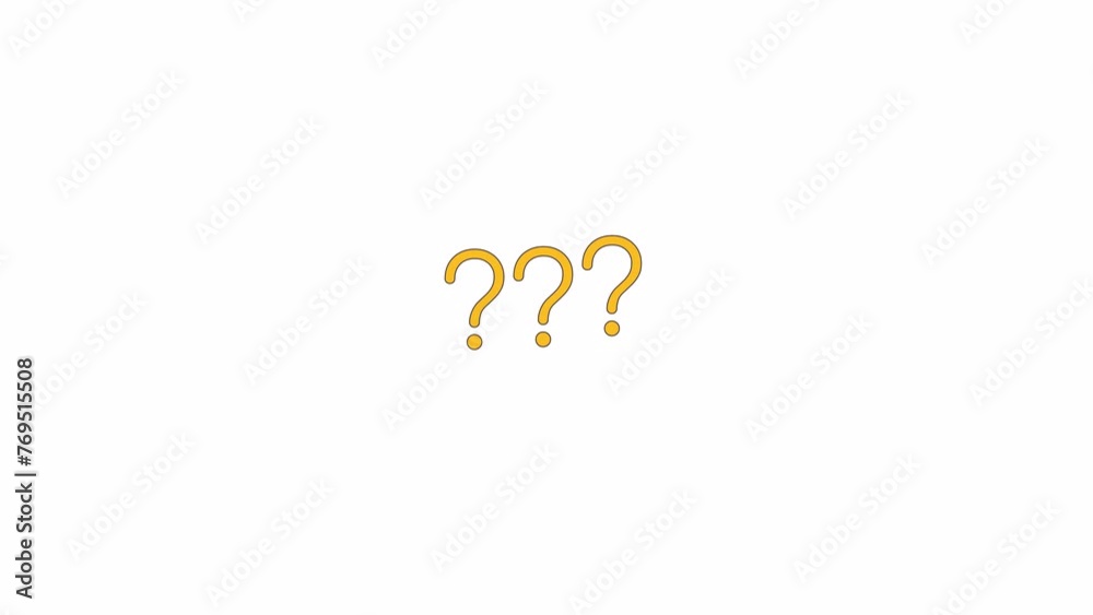 Poster bouncing question marks line 2d object animation. digital information service. asking solution flat 