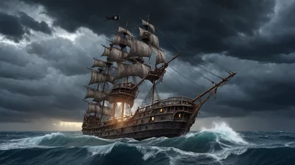 Foto op Plexiglas ship in the sea © LJKDAY