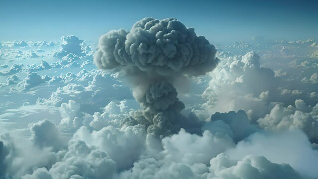 Nuclear bomb explotion with large cloud.