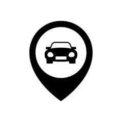 A car in a location pin