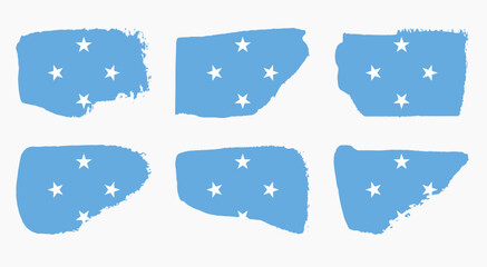 Federal States of Micronesia flag collection with palette knife paint brush strokes grunge texture design. Grunge brush stroke effect set - obrazy, fototapety, plakaty