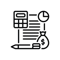Black line icon for budget