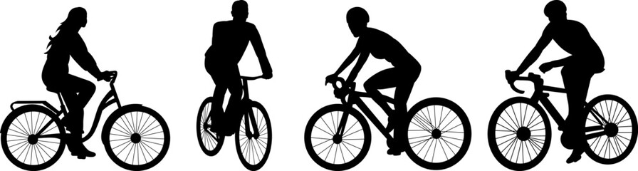 men on bicycle silhouette vector