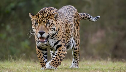 A Jaguar With Its Tail Held High In Confidence