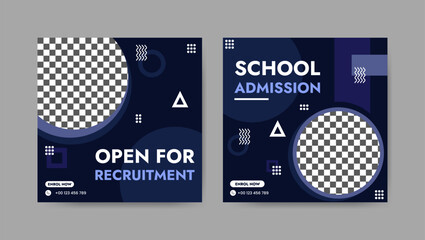 Collection of trendy school admissions and educational social media post templates. Square banner design background. - obrazy, fototapety, plakaty