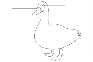 Continuous single line art drawing of pet animal duck concept outline vector illustration