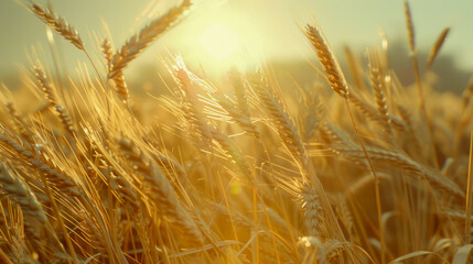 Golden wheat field at sunset