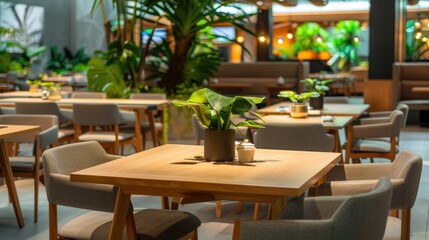 Served tables at cafe or restaurant