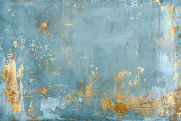 Obraz premium Bold Blue and Gold Paint on Wall