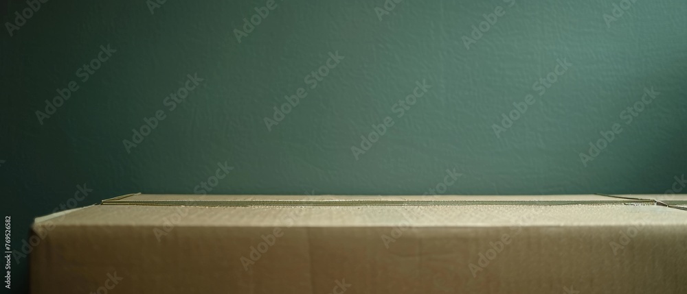 Poster mixed color gradation of olive dark green over light pale green paint on blank recycled cardboard bo