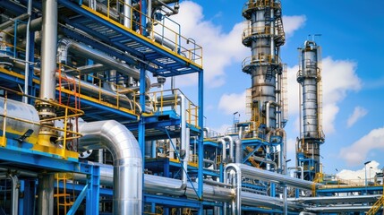 Close up industrial view oil refinery plant