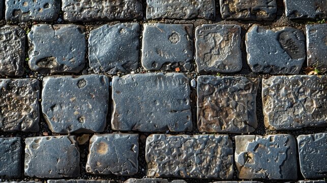 Texture of road surface made grey pave stones