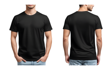 Black men t-shirt mockup Isolated on transparent Background