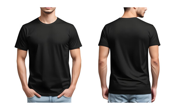 Black men t-shirt mockup Isolated on transparent Background
