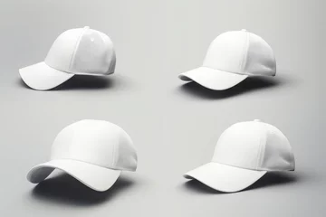 Fotobehang White baseball cap mockup from four different angles © DK_2020