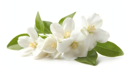 On a white background, a jasmine flower is isolated