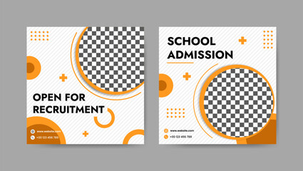 Collection of trendy school admissions, professional medical social media post templates. Square banner design background.