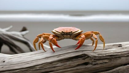 A Crab Perched On A Weathered Piece Of Driftwood Upscaled 9