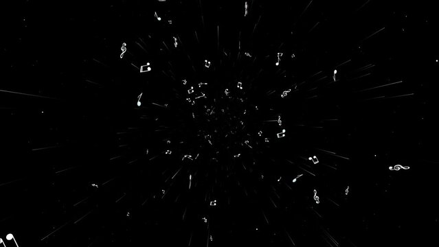 Falling Musical Notes Animation Background, on Alpha Channel, Loop
