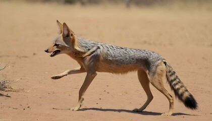 A Jackal With Its Tail Held High In Dominance