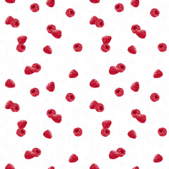 Seamless pattern raspberries