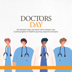 Illustration of doctors in white coats on a white background. Text reads 