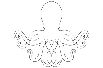 Octopus sea animal continuous one line art drawing of outline vector illustration