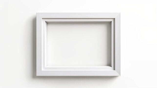 An isolated white background shows a modern white photo frame