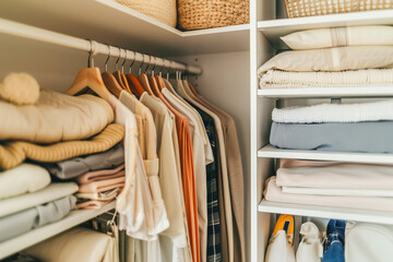 The perfect wardrobe closet in a minimalist home interior