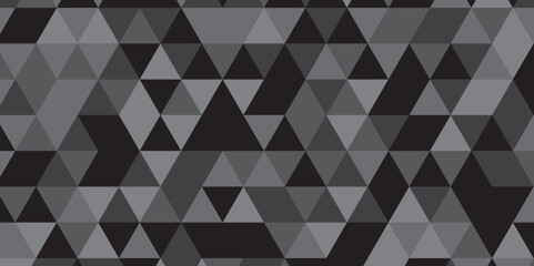 Obraz premium Abstract geometric black and gray background seamless mosaic and low polygon triangle texture wallpaper. Triangle shape retro wall grid pattern geometric ornament tile vector square element.