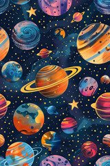 Colorful planets for background