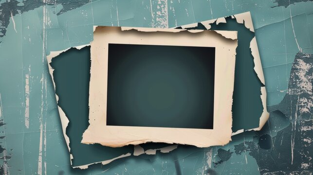 Modern design of a retro photo frame, Torn paper with a transparent background.
