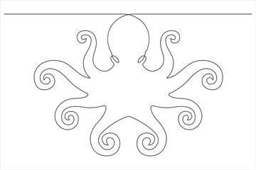 Octopus sea animal continuous one line art drawing of outline vector illustration
