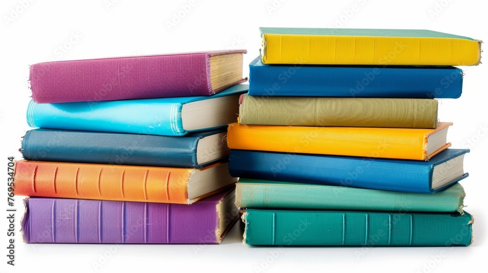 Poster book stack isolated on white background. different type of books for reading. back to school and edu